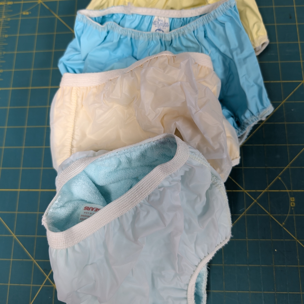 Vintage Kids Waterproof Diaper Cover Lot of 2 - Blue, Yellow, Size S and Size 2